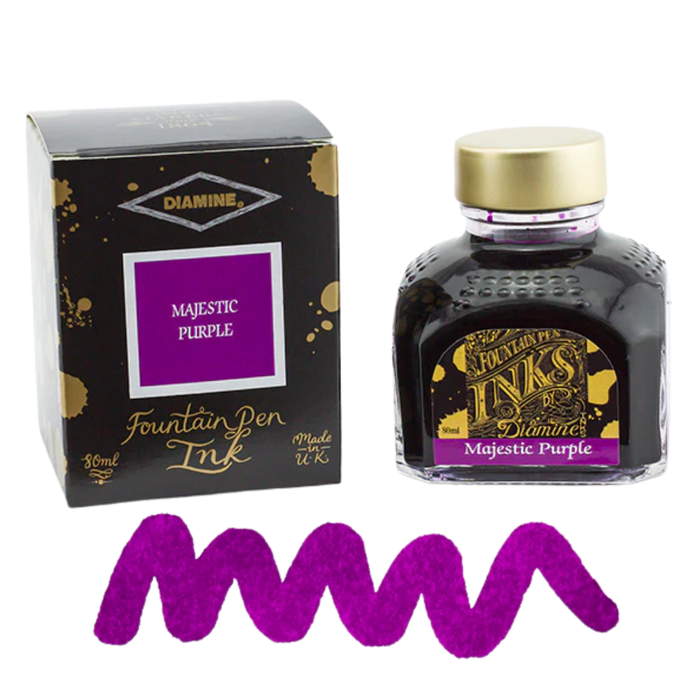 Diamine Ink Bottle 80ml — Purple Colours, detail view of the design.