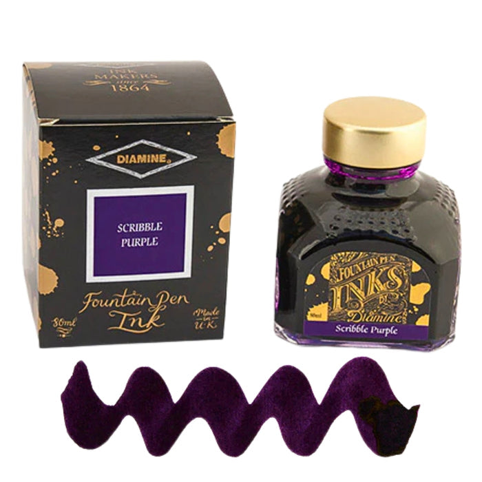 Diamine Ink Bottle 80ml — Purple Colours, front view.