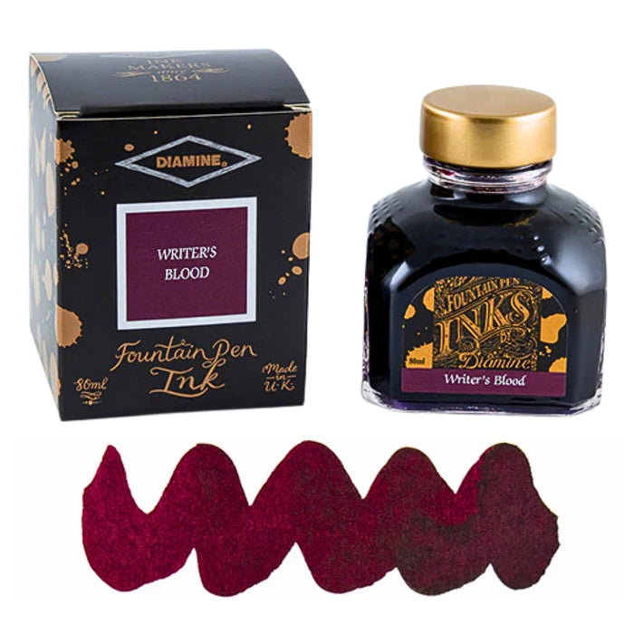 Diamine Ink Bottle 80ml — Red Colours, shown from the front.