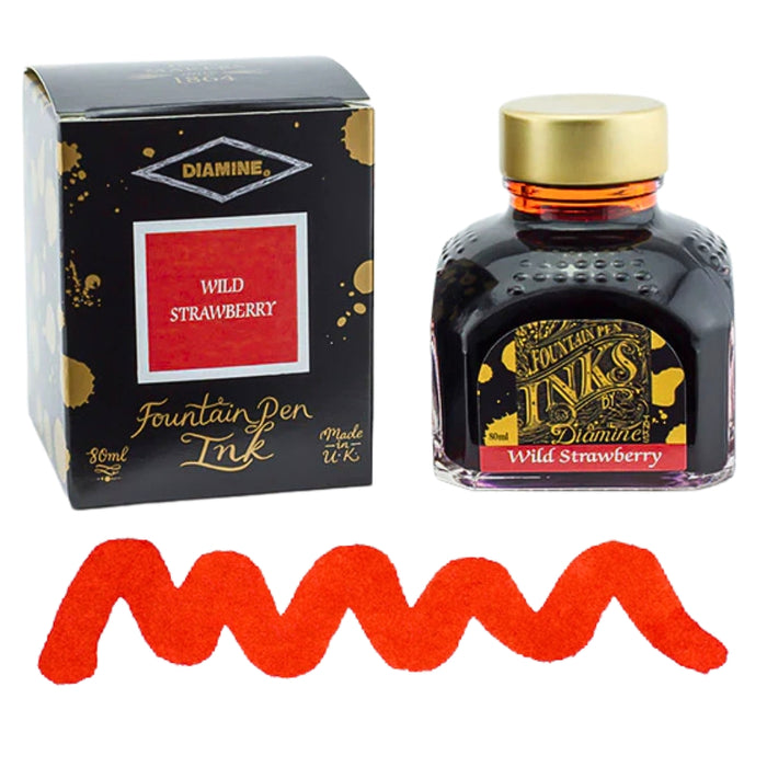 Diamine Ink Bottle 80ml — Red Colours, shown from another angle.