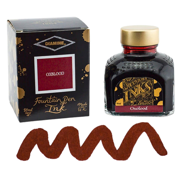 Diamine Ink Bottle 80ml — Red Colours, close-up view.