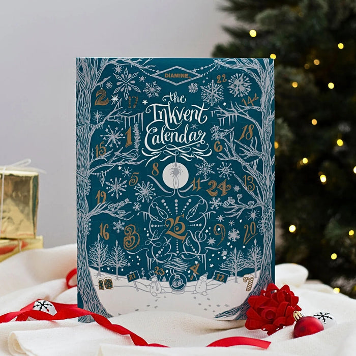 Diamine Inkvent Calendar - Teal Edition 2025, shown from another angle.
