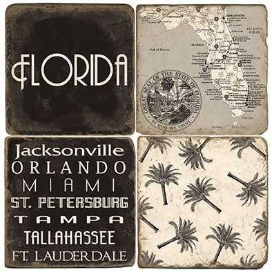 Florida B&W Drink Coasters