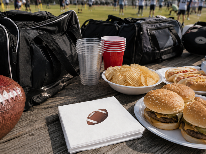 Football Game Day Cocktail Napkins, 50-Pack, 3-ply, Classic Football Party Napkins