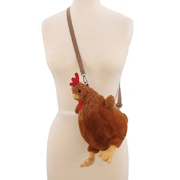 Furry Brown Hen Cross Body Bag