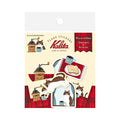 The Journal Shop - Single pack of Furukawa Shiko x Kalita Washi Flake Planner Stickers displayed front-facing with vintage coffee shop imagery.