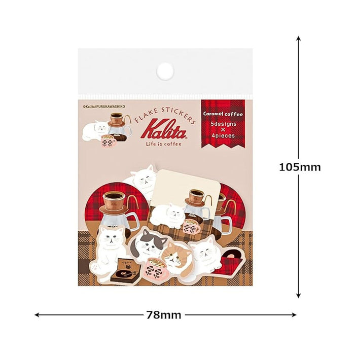 The Journal Shop - Pack of Furukawa Shiko x Kalita - White coffee stickers displayed with visible dimensions.