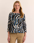 Hinson Wu Gisell 3/4 Sleeve Boat Neck Tee in Abstract Zebra available at Barbara Katz