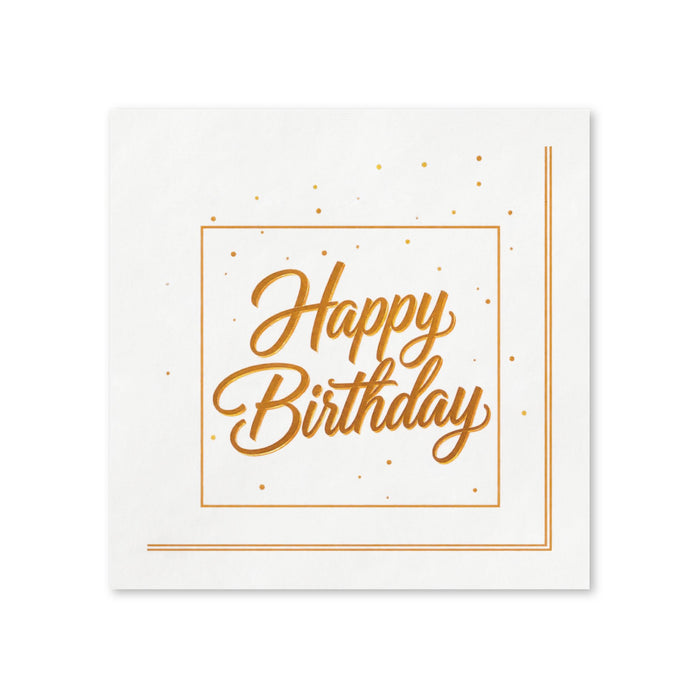 Gold Happy Birthday Cocktail Napkins, 50-Pack, 3-ply, Birthday Party Decor