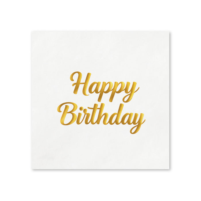 Gold Happy Birthday Cocktail Napkins, 50-Pack, 3-ply, Birthday Party Decor