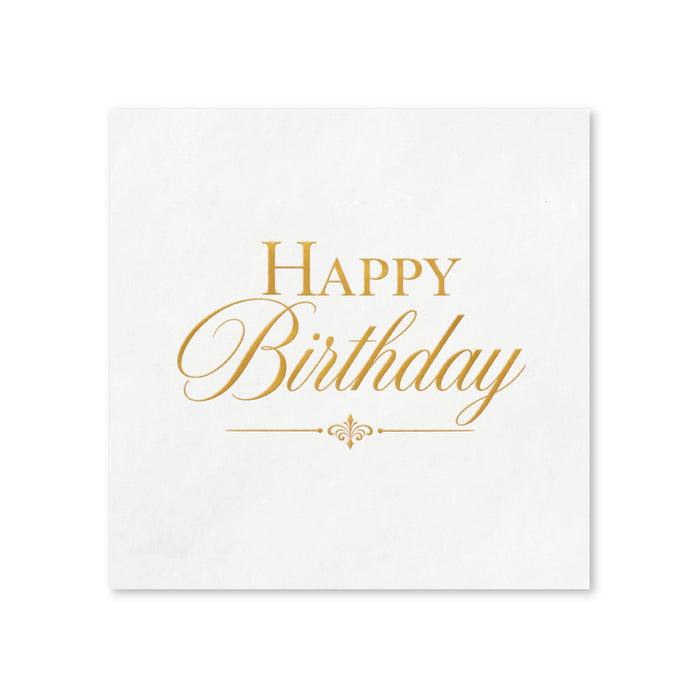 Gold Happy Birthday Cocktail Napkins, 50-Pack, 3-ply, Birthday Party Decor