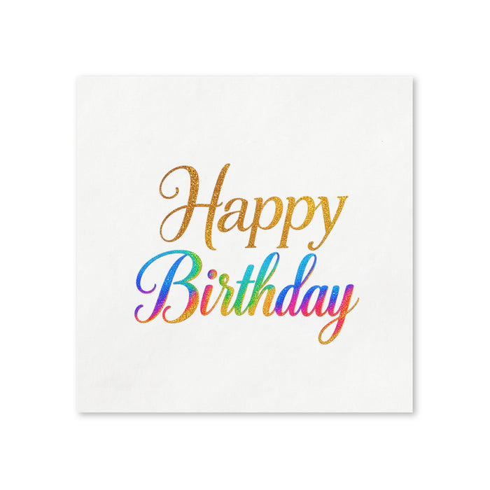 Gold/Multicolor Happy Birthday Napkins, 50-Pack, 3-ply, Birthday Party Decor