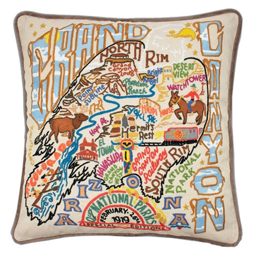 Grand Canyon Hand-Embroidered Pillow