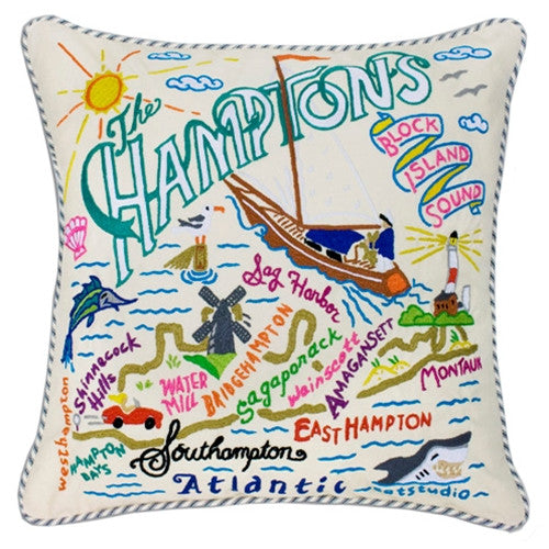 Hamptons Hand-Embroidered Pillow