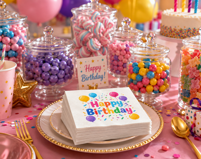 Happy Birthday Balloons Napkins, 50-Pack, 3-ply, Birthday Party Decor