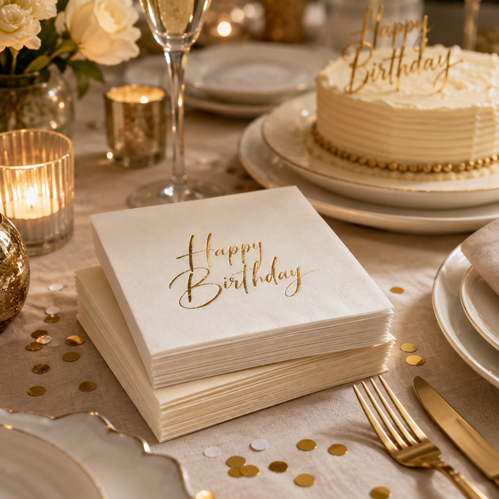 Happy Birthday Cocktail Napkins, 50-Pack, 3-ply, Birthday Party Decor