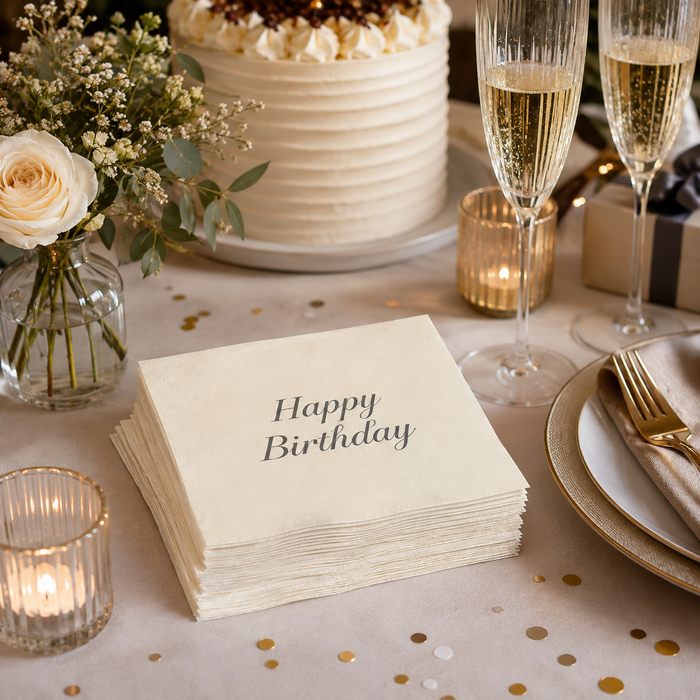 Happy Birthday Cocktail Napkins, 50-Pack, 3-ply, Birthday Party Decor