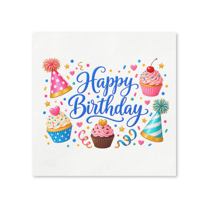Happy Birthday Cupcake Napkins, 50-Pack, 3-ply, Birthday Party Decor