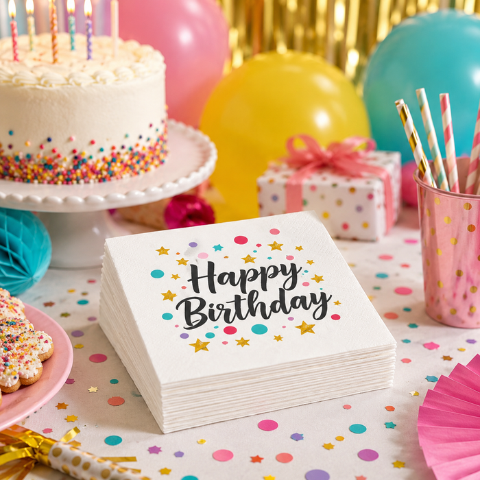 Happy Birthday Napkins, 50-Pack, 3-ply, Birthday Party Decor
