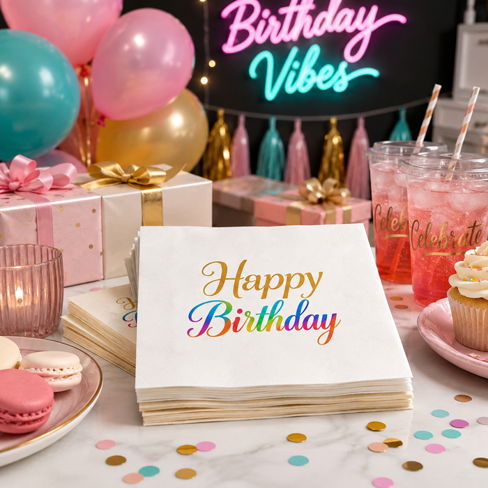 Happy Birthday Napkins, 50-Pack, 3-ply, Birthday Party Decor