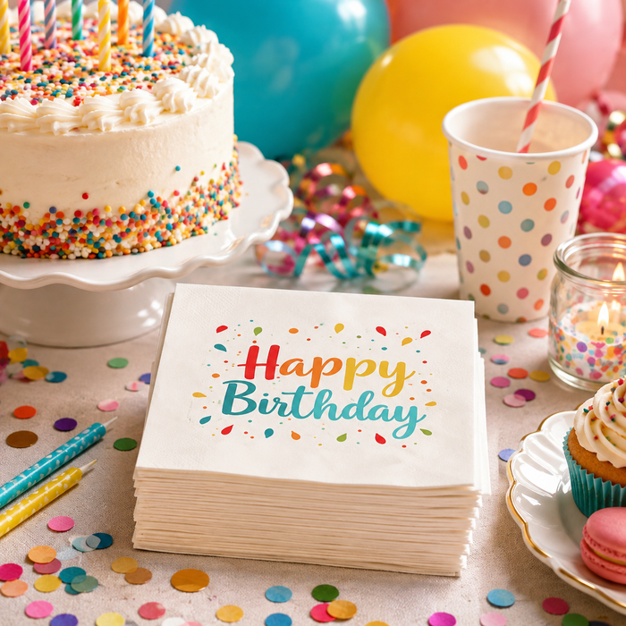 Happy Birthday Napkins, 50-Pack, 3-ply, Birthday Party Decor