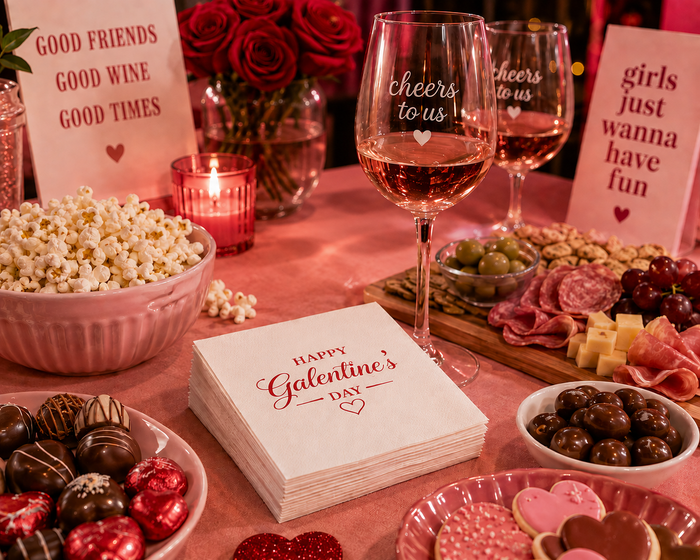 Happy Galentine’s Day Cocktail Napkins, 50-Pack, 3-ply, Galentine’s Brunch, Party Decor