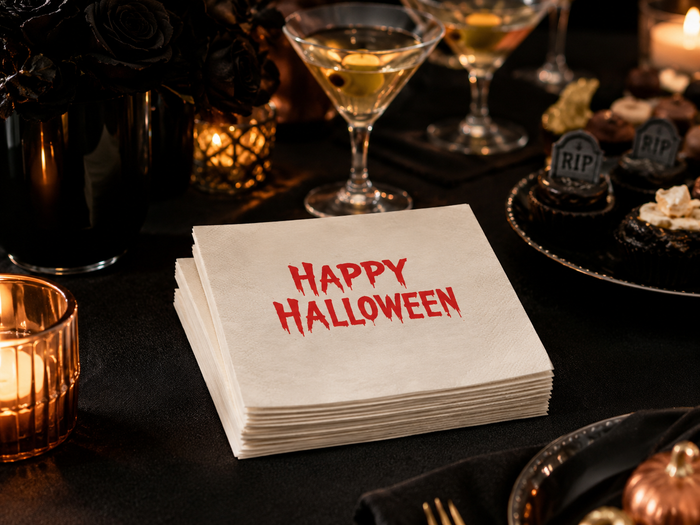 Happy Halloween Cocktail Napkins, 50-Pack, 3-ply, Halloween Party Napkins