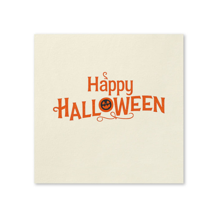 Happy Halloween Cocktail Napkins, 50-Pack, 3-ply, Orange Pumpkin Lettering Party Napkins