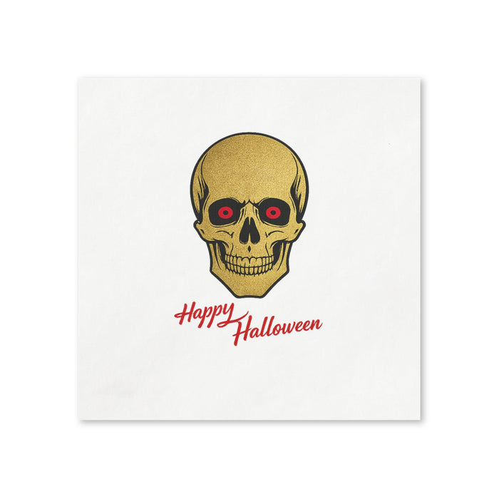 Happy Halloween Gold Skull Cocktail Napkins, 50-Pack, 3-ply, Red Eye Halloween Party Napkins