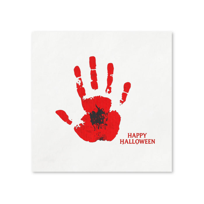 Happy Halloween Handprint Cocktail Napkins, 50-Pack, 3-ply, Red & Black Spooky Party Napkins
