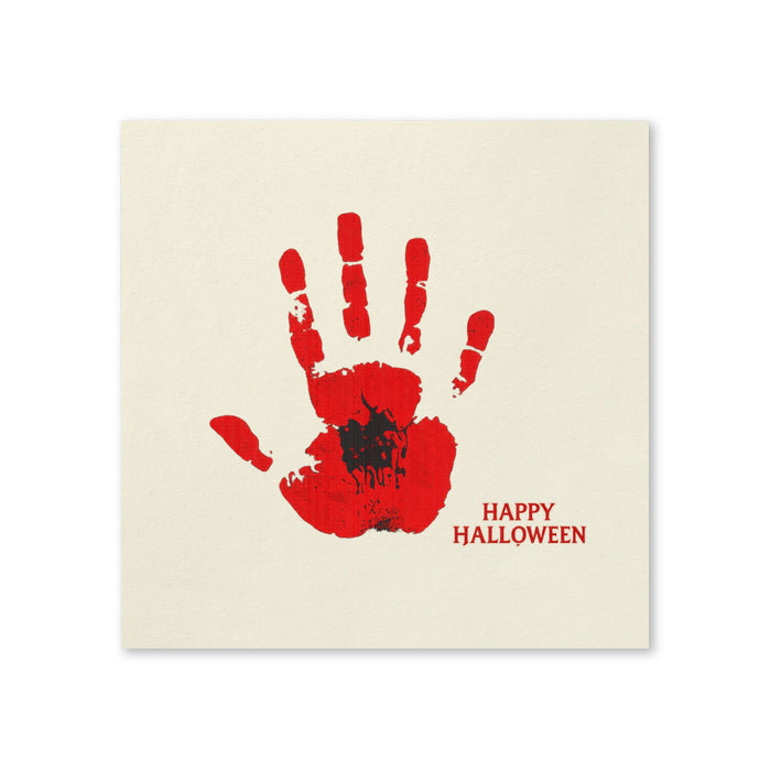 Happy Halloween Handprint Cocktail Napkins, 50-Pack, 3-ply, Red & Black Spooky Party Napkins