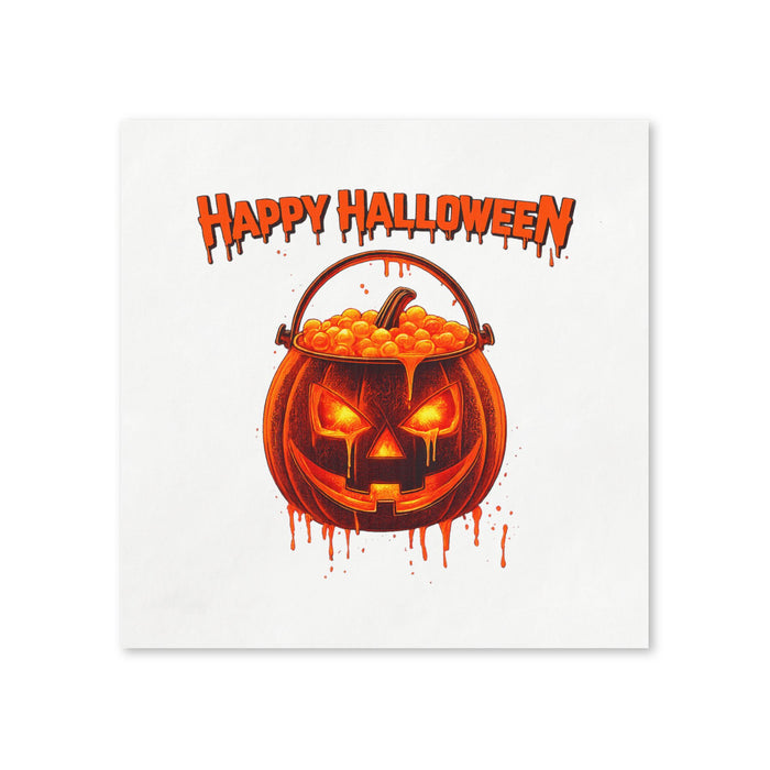 Happy Halloween Pumpkin Cocktail Napkins, 50-Pack, 3-ply, Spooky Jack -O- Lantern Party Napkins