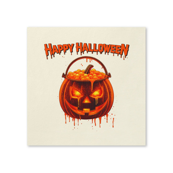 Happy Halloween Pumpkin Cocktail Napkins, 50-Pack, 3-ply, Spooky Jack -O- Lantern Party Napkins