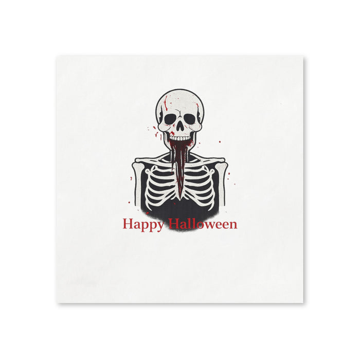 Happy Halloween Skeleton Cocktail Napkins, 50-Pack, 3-ply, Spooky Skull Party Napkins