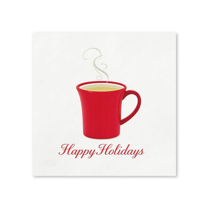 Happy Holiday Red Mug of Hot Cider Cocktail Napkins, 50-Pack, 3-ply, Holiday Table Decor