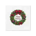 Happy Holidays Christmas Wreath Cocktail Napkins, 50-Pack, 3-ply, Holiday Christmas Party Napkins