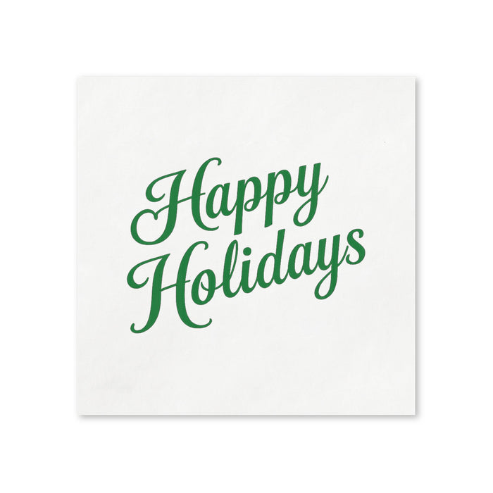 Happy Holidays Cocktail Napkins, 50-Pack, 3-ply, Winter Party Decor Napkins