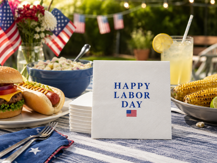 Happy Labor Day Cocktail Napkins, 50-Pack, 3-ply, Labor Day Party Decor