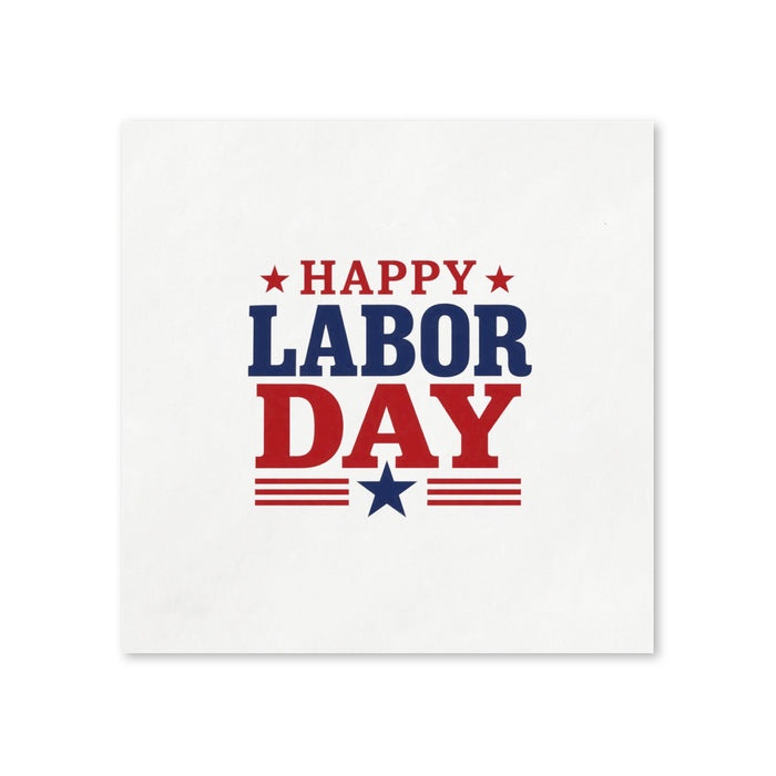 Happy Labor Day Stars Cocktail Napkins, 50-Pack, 3-ply, Labor Day Party Decor