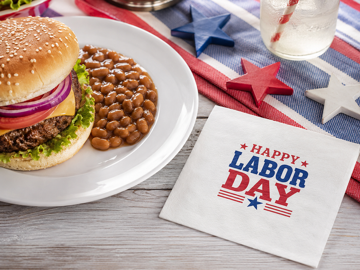 Happy Labor Day Stars Cocktail Napkins, 50-Pack, 3-ply, Labor Day Party Decor