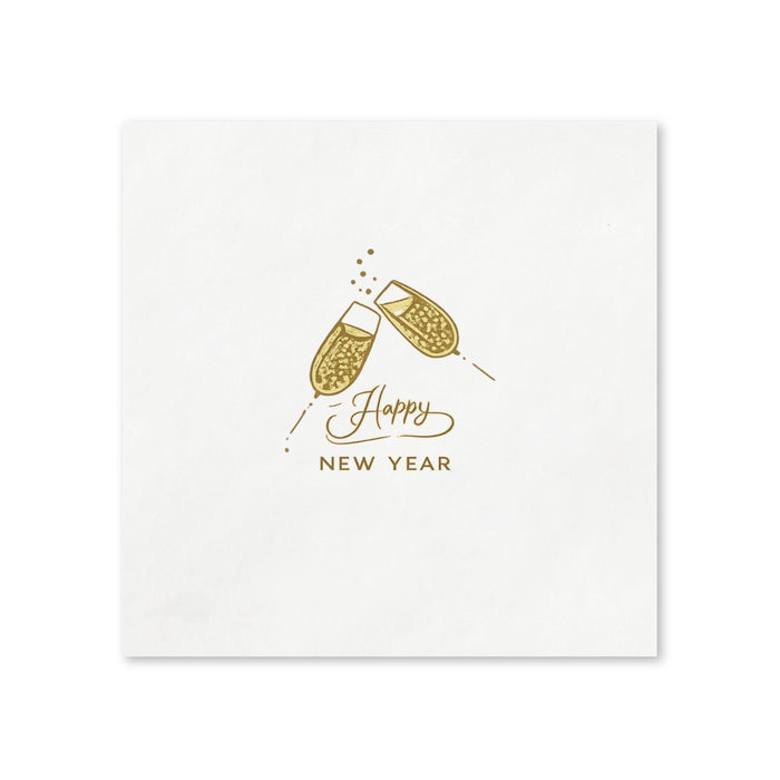 Happy New Year Champagne Glass Cocktail Napkins, 50-Pack, 3-ply, New Year’s Eve Party Decor