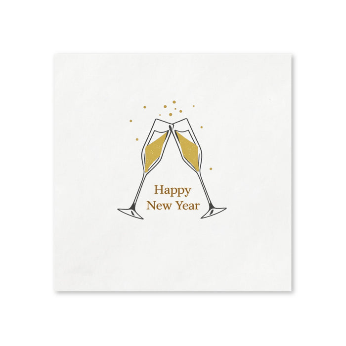 Happy New Year Champagne Toast Cocktail Napkins, 50-Pack, 3-ply, New Year’s Eve Party Decor