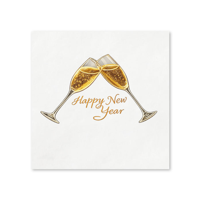 Happy New Year Champagne Toast Cocktail Napkins, 50-Pack, 3-ply, New Year’s Eve Party Decor