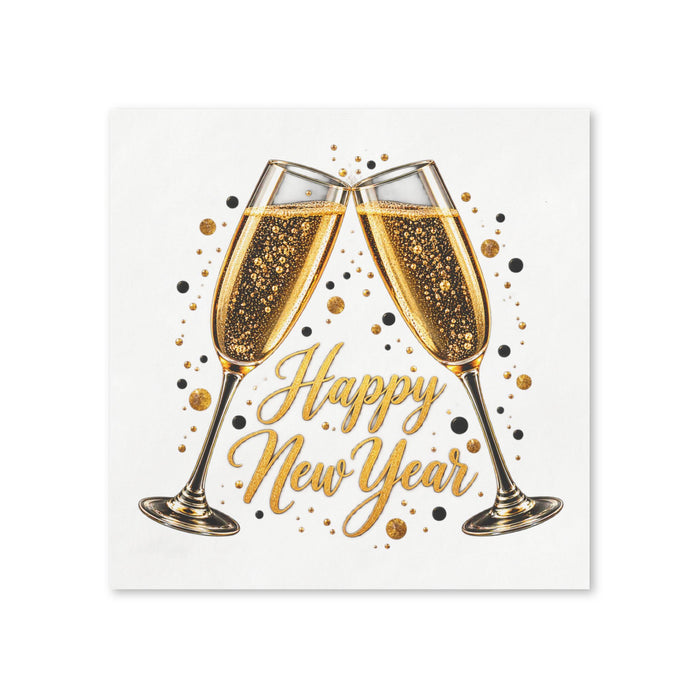 Happy New Year Champagne Toast Cocktail Napkins, 50-Pack, 3-ply New Year’s Eve Party Decor