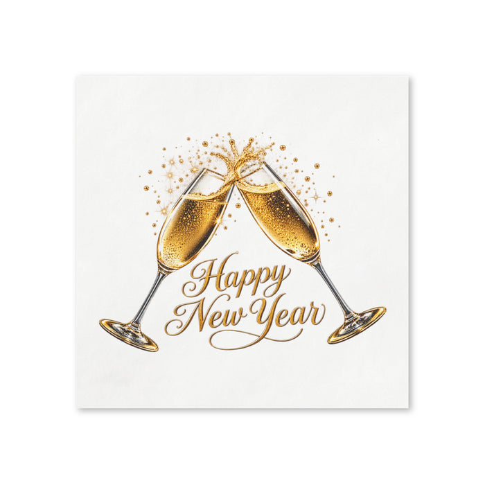 Happy New Year Champagne Toast Cocktail Napkins, 50-Pack, 3-ply, New Year's Eve Party Decor