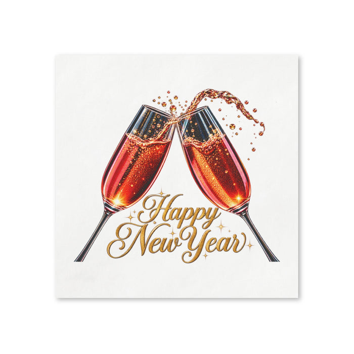 Happy New Year Champagne Toast Cocktail Napkins, 50-Pack, 3-ply, New Year's Eve Party Decor