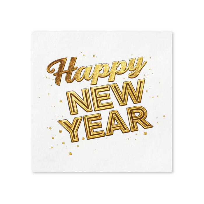 Happy New Year Gold Cocktail Napkins, 50-Pack, 3-ply, New Year’s Eve Party Decor