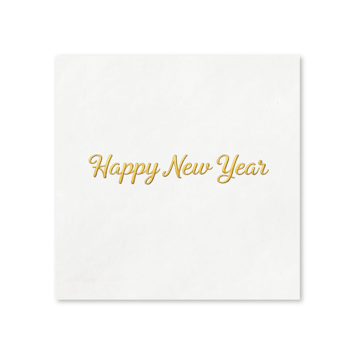 Happy New Year Gold Script Cocktail Napkins, 50-Pack, 3-ply, New Year’s Eve Party Decor