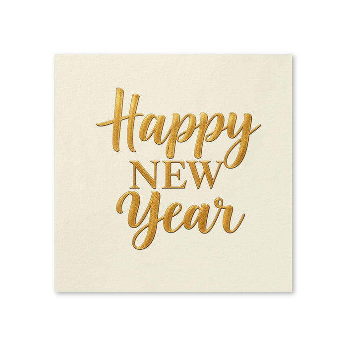 Happy New Year Gold Script Cocktail Napkins, 50-Pack, 3-ply, New Year’s Eve Party Decor