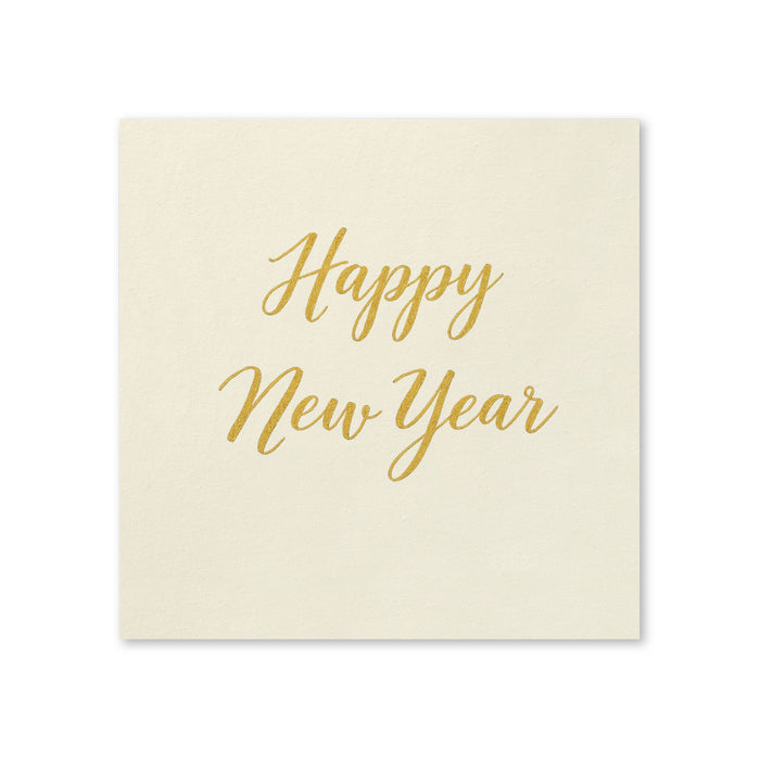 Happy New Year Gold Script Cocktail Napkins, 50-Pack, 3-ply,  New Year’s Eve Party Decor